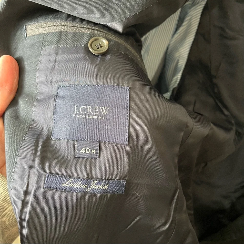 J.Crew Ludlow Larusmiani Mens 40R Navy Blue Two Button Blazer Jacket‎ Cotton